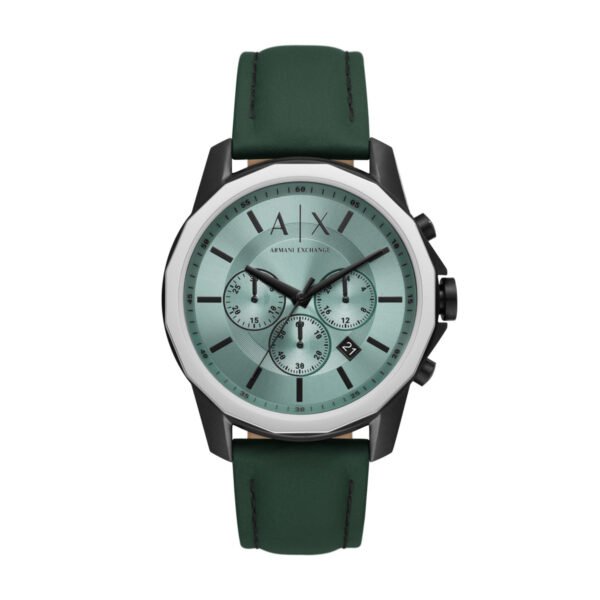 Armani Exchange Banks Chronograph Green Leather Strap Men's Watch AX1725