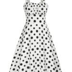 Vintage Polka Dots Two-Way Defined Waist Dress Ruched Bodice Flared A-Line Dress