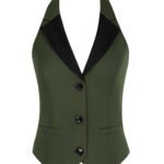 Waistcoat Vest Vintage Halter Lapel Button Down Suit Vest with Pockets