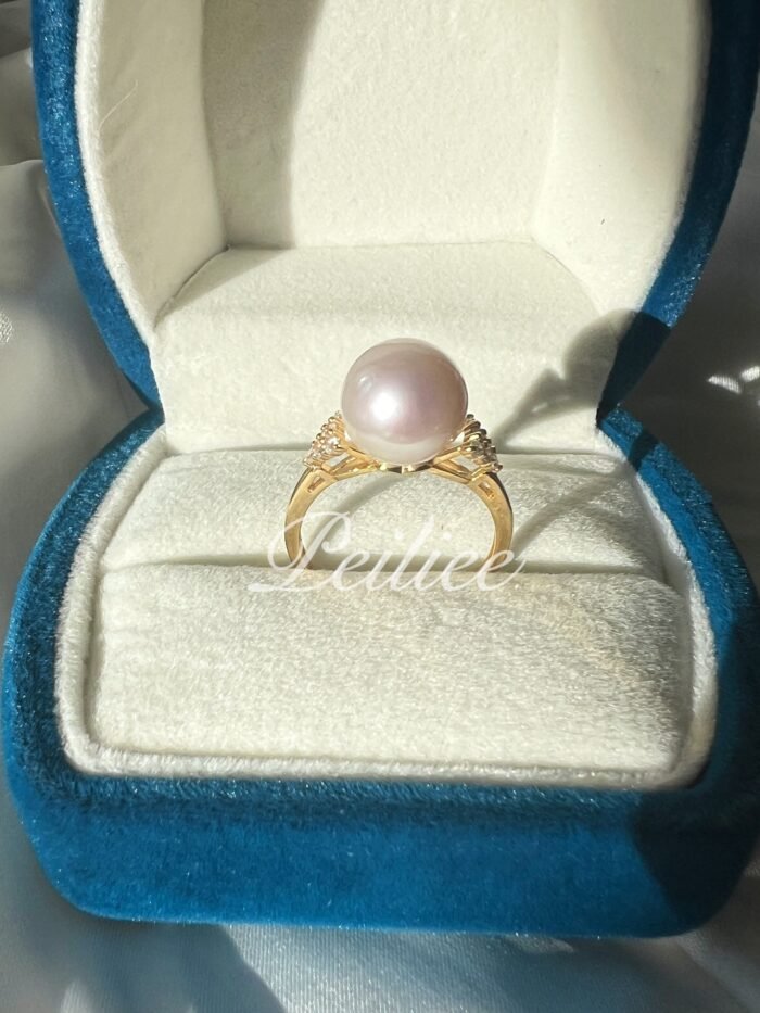 10-11mm Rose Freshwater Pearl Ring With Gold Plated