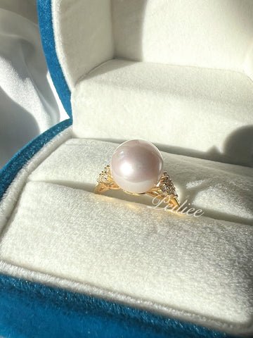 10-11mm Rose Freshwater Pearl Ring With Gold Plated