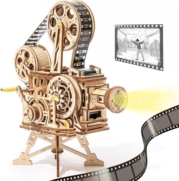 183 pcs Mechanical Model Wooden ROKR Vintage Film Projector 3D DIY Wooden Puzzle (Free Shipping Worldwide)