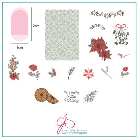 A Pretty Little Holiday (CjSC-33) Steel Nail Art Stamping Plate