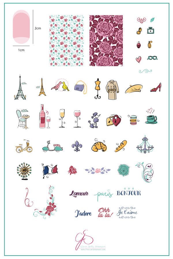 A Taste of France (CjS-47) - Steel Nail Art Layered Stamping Plate