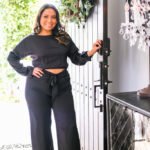 Black Hammered Satin Wide Leg Pants