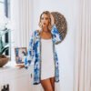 Blue/White Robe Duster with Fringe