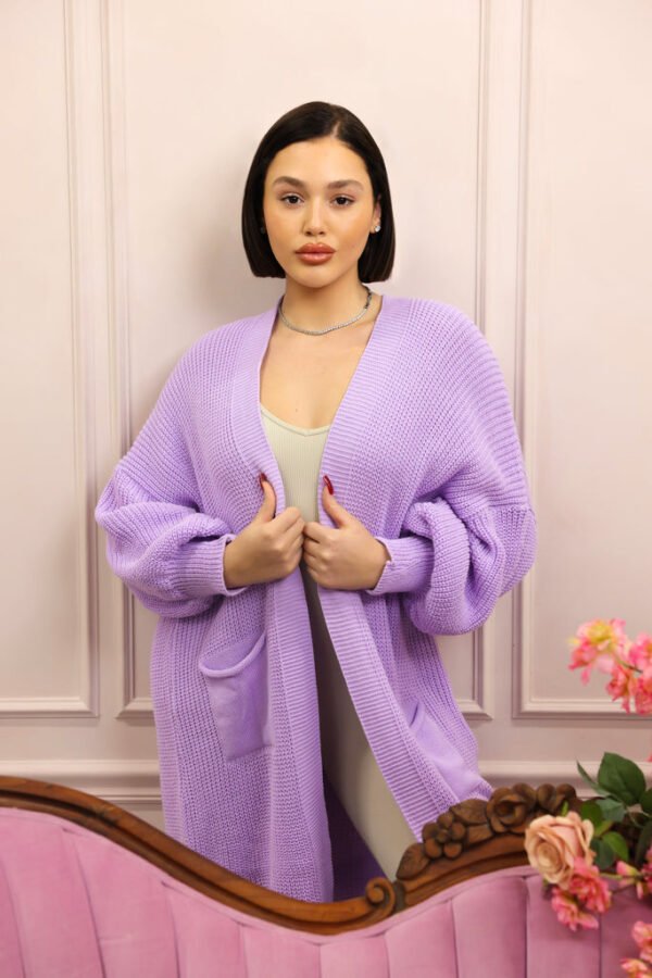 Chunky Oversized Longline Cardigan (Lilac)