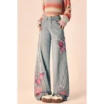 Fall Butterfly Embroidered Jeans