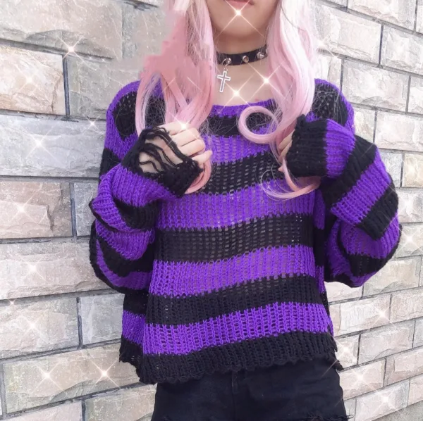 Grunge Candy Striped Sweater