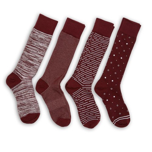 Maroon Dress Sock 4 Pack