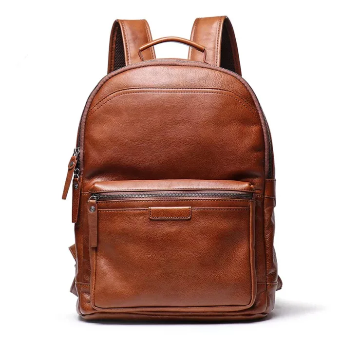 Men's Leather Backpack with 15.6 Inches Laptop Compartment