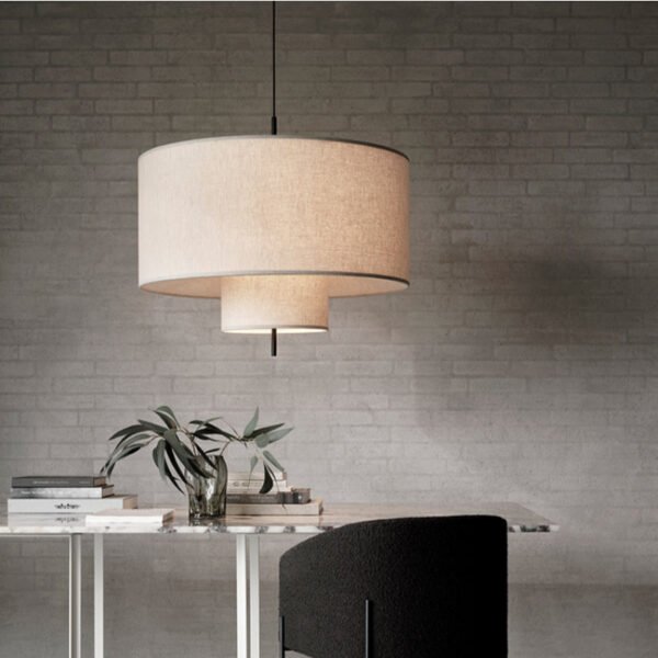 Modern Fabric Shade Pendant Lights Cylinder Shape