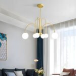 Modern Iron Chandelier with White Glass Shade