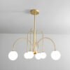 Modern Iron Chandelier with White Glass Shade