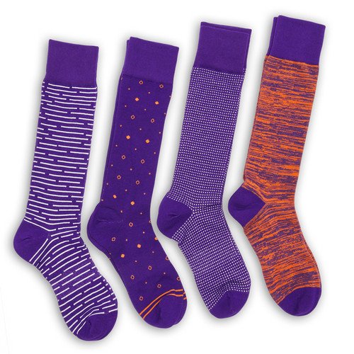 Purple / Orange Dress Socks 4 Pack