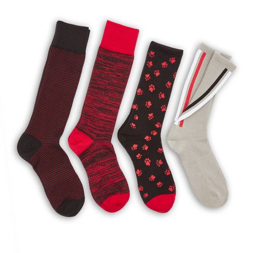 Red / Black Mixed Socks 4 Pack -A