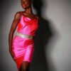 Satin Cowl Neck Cami - Hot Pink