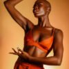 Satin Triangle Bra Top - Rust