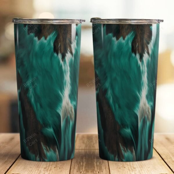 Cow Hide Teal Western Tumbler