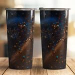 Dark Blue Sandy Brown Glitter Tumbler