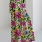Apricot-purple flower Cotton Dresses Pockets Patchwork Spring