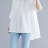 Art White Cotton Top Silhouette Low High Design Midi Summer Half Sleeve Shirt