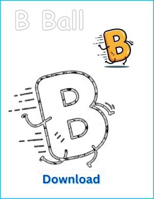 🏀 Basketball Coloring Page / Lettre B | Printable PDF with Pre-Colored Example (US Letter 8.5x11)