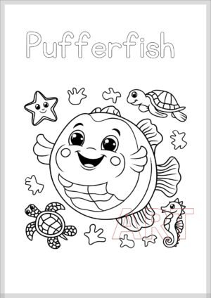 🐡 Beautiful Pufferfish Coloring Page 🐡