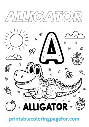 🅰️🐊 Best "A" for Alligator Coloring Page for Kids 🌟🖍️