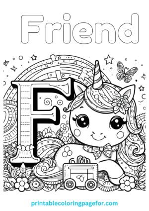 🅵🤗 Best "F" for Friend Coloring Page for Kids 🌟🖍️