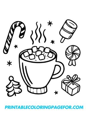 ☕🍬 Best Printable Hot Cocoa Coloring Page for Kids 🌟🖍️