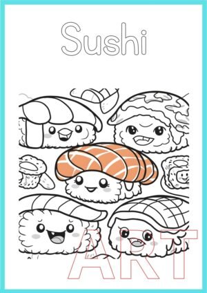 🍣✨ Best Printable Sushi Coloring Page for Kids, Teachers, and Parents 🍣✨