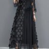 Black Tulle Party Dresses O-Neck Asymmetrical Half Sleeve