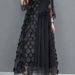Black Tulle Party Dresses O-Neck Asymmetrical Half Sleeve