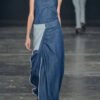 Casual Blue Ruffled Patchwork Long Denim Dresses Sleeveless
