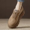 Casual Comfortable Khaki Suede Cross Strap Platform