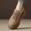 Casual Comfortable Khaki Suede Cross Strap Platform