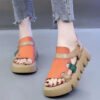 Casual Orange Peep Toe Buckle Strap Splicing Platform Sandals