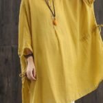 Chic Yellow Shirts O Neck Cinched Top