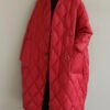 Classy Red Stand Collar Solid Big Pockets Fine Cotton Filled Puffers Jackets Winter