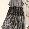 DIY Plaid Ruffled Print Patchwork Cotton Dress Summer