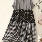 DIY Plaid Ruffled Print Patchwork Cotton Dress Summer