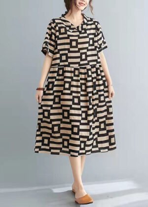 DIY Print O-Neck Button low high design Vacation Dresses Summer
