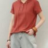 diy red cotton Shirts hooded oversized summer tops