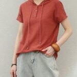 diy red cotton Shirts hooded oversized summer tops