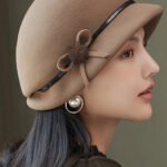 Fashion Camel Bow Wool Beret Hat