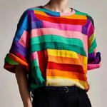 Fitted Multicolour Striped Patchwork Cotton Tank Summer