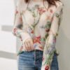 French O-Neck Floral Hollow Out Knit Sweaters Spring