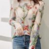 French O-Neck Floral Hollow Out Knit Sweaters Spring