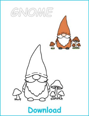 🧙 Gnome Coloring Page | Printable Holiday Activity with Pre-Colored Guide (US Letter 8.5x11 PDF)